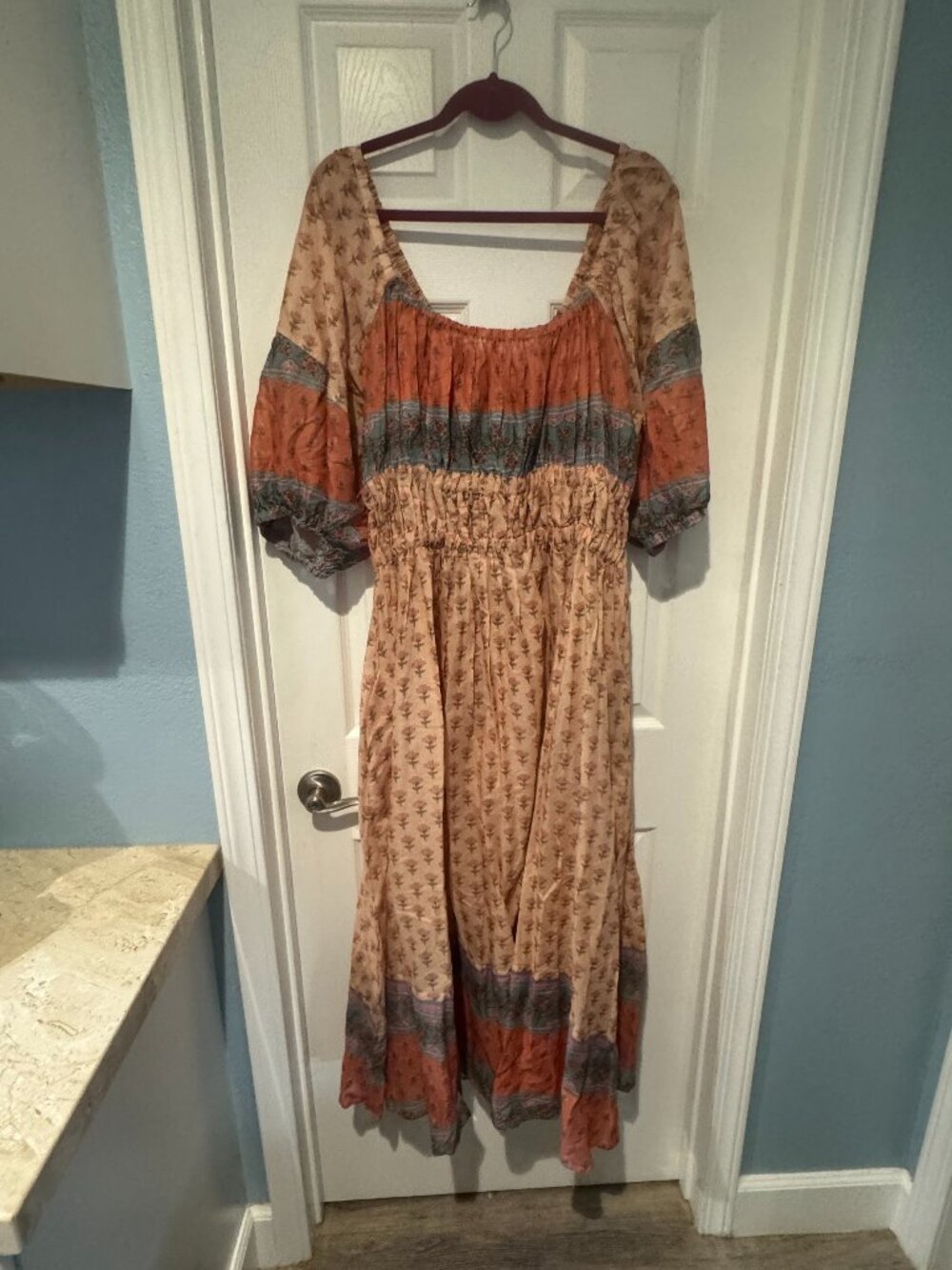 NWT JAASE SIZE 18/1X/2X RUCHED WAIST ON/OFF SHOULDER MAXI DRESS